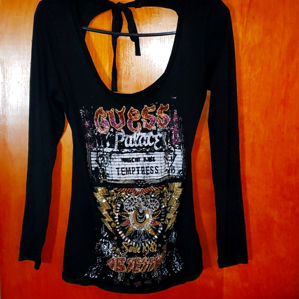 Guess long sleeve beaded shirt